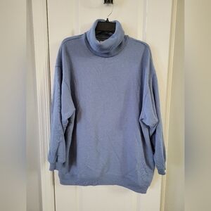 American Eagle Oversized Fleece Turtleneck Sweatshirt Jegging Fit Blue Small